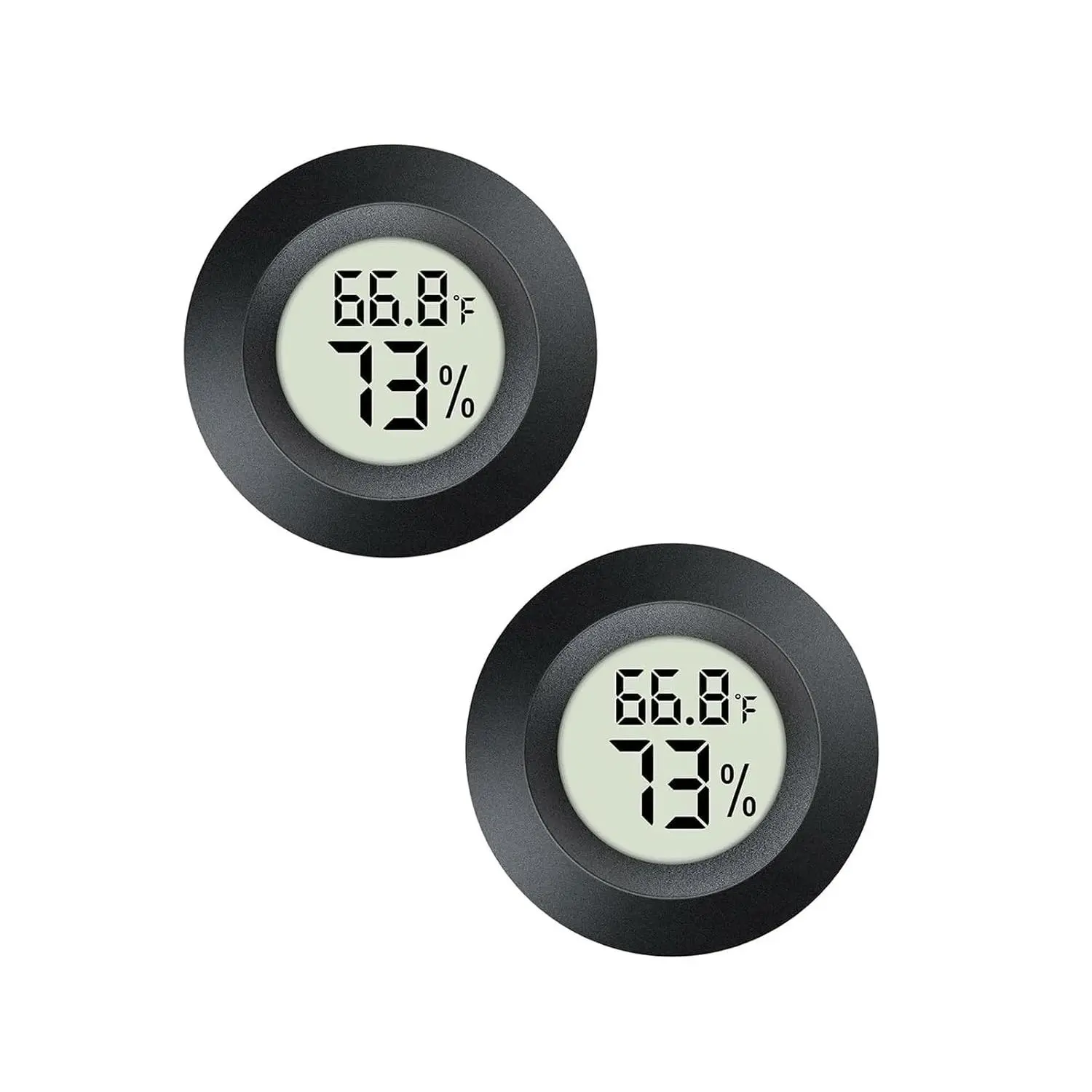 2 count Mini Hygrometer Thermometer Indoor Outdoor Round Humidity Meter Temperature Gauge Humidity Sensor Fahrenheit Switchable Celsius  for Reptile Jars  Printer