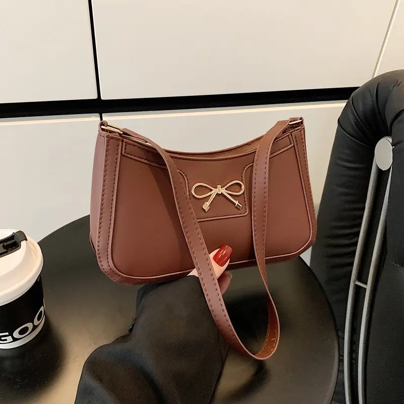 Women’s Trendy Balletcore Solid‑Tone Crossbody Shoulder Bag, Chic PU Leather Purse with Delicate Ribbon Bow Accent, Versatile Gym‑Inspired Handbag, Ideal for Office Commute Fitness Daily Errands Casual Social Outings bucket Touch Screen Fleece Winter Set