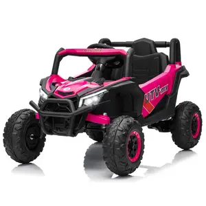 12V Electric Ride-On UTV Truck – 2WD/4WD Switch, Remote Control, EVA Tires, 4 Spring Suspension, Safety Belt,LED Lights, Double Doors, Outdoor Toy for Ages 3-8