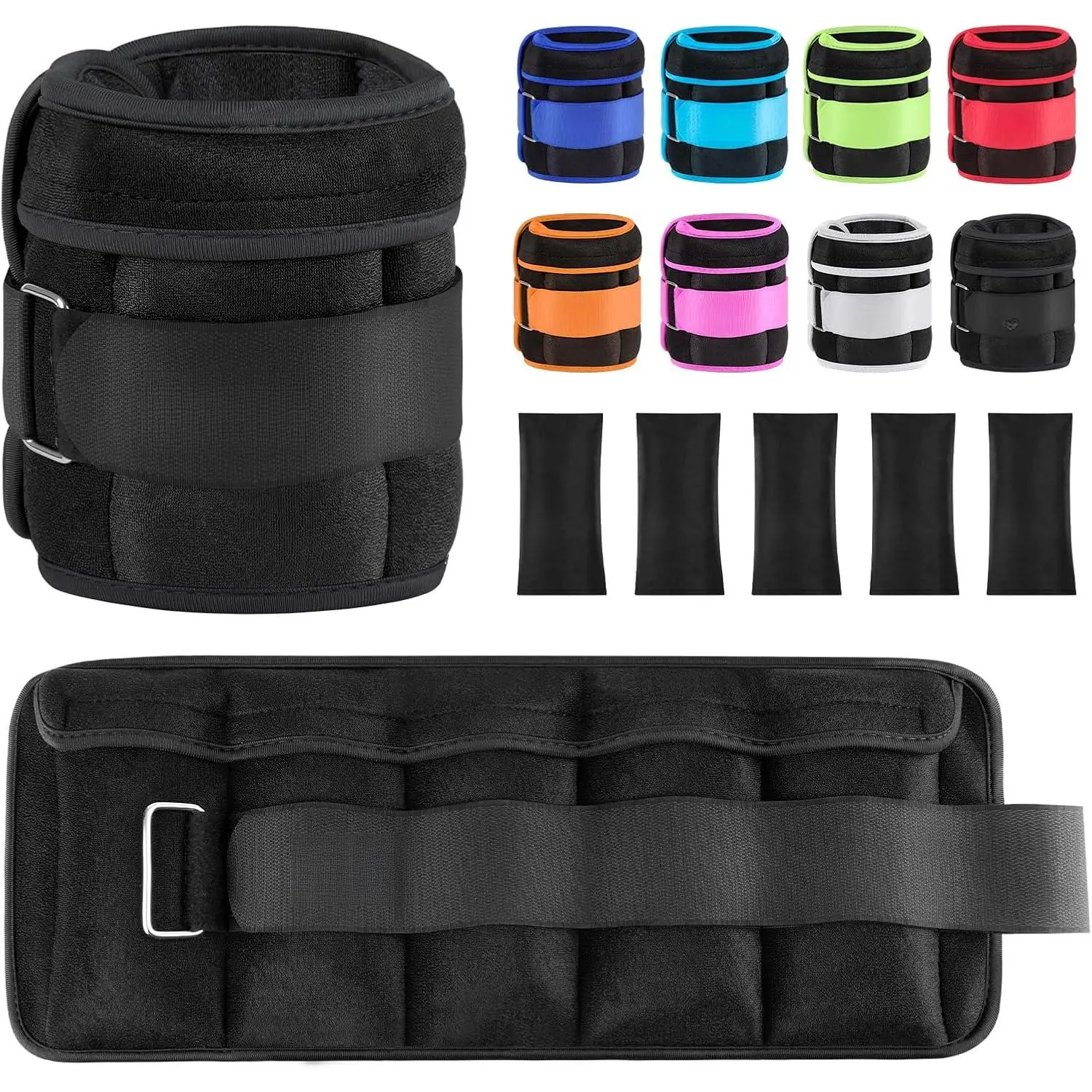 Adjustable Ankle Weights 1-3/4/5/6/8/10/12/15/20 LBS Pair with Removable Weight  Jogging, Gymnastics, Aerobics, Physical Therapy