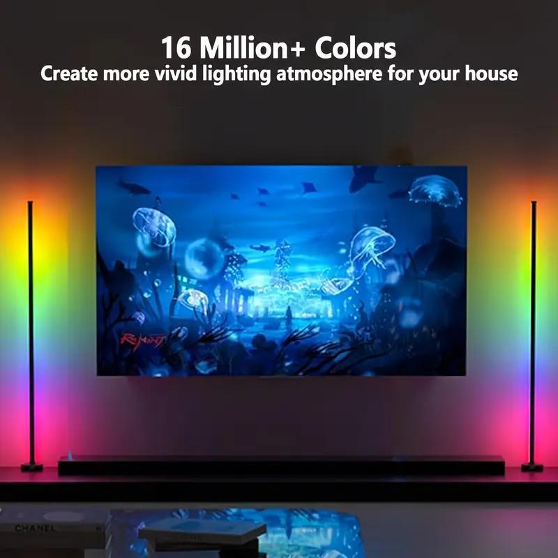 RGB Corner Floor Light, APP Control Color Changing Corner Light, Music Sync Modern Floor Light, Ambient Light for Living Room, Bedroom, Game Room, Smart, Smart Lamp