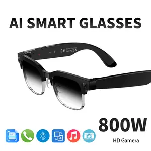 AI intelligent glasses camera, 800W high-definition camera, real-time translation, object recognition, voice assistant, wireless call music, high-definition photo/Vlog recording, suitable for driving/outdoor/fishing/office/study/travel beautiful moments