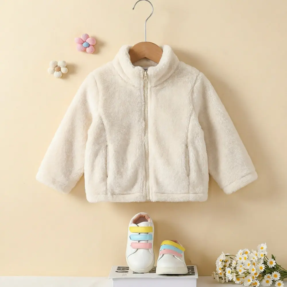Unisex Kids' Winter Flannel Fleece Jacket - Flannel Fabric, Stand Neck, Long Sleeve, Full-Zipper Warm Coat for 18 Months-6 Years Old Boys & Girls