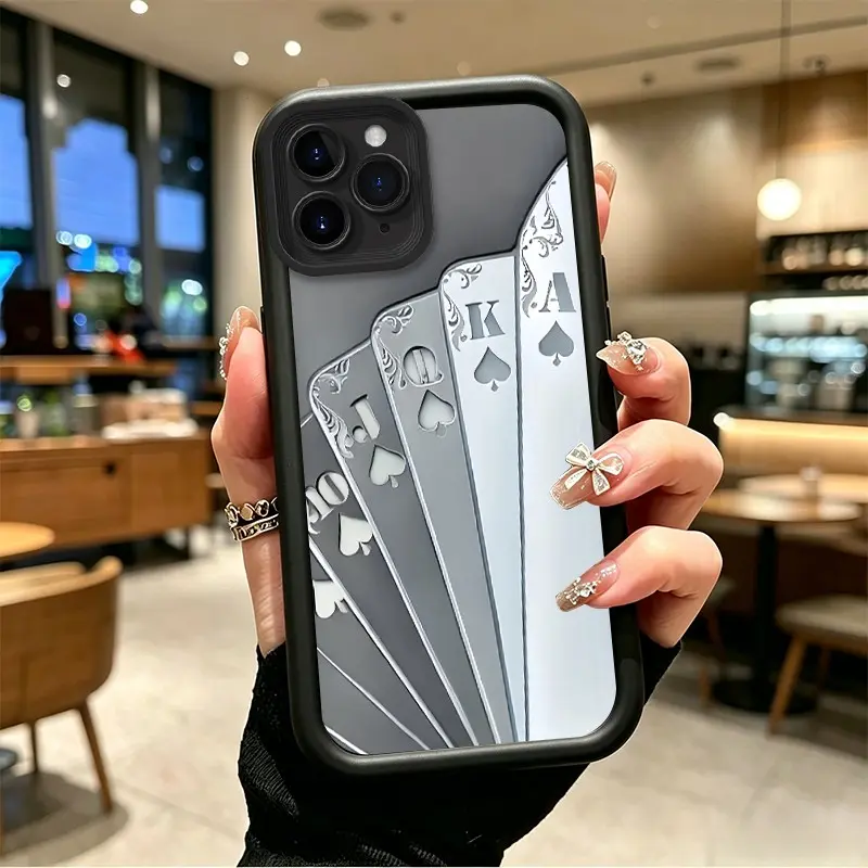 iPhone 11 Pro Max Phone Case - Boboiptyjt11265 Silver Spade JQKA Array HD Print, Full Edge Enhanced Protection TPU Shockproof Soft Silicone with Celestial Eye Layer, Durable Polycarbonate Anti-Fingerprint Cover with Button Accessories, Resistance, Lightwe