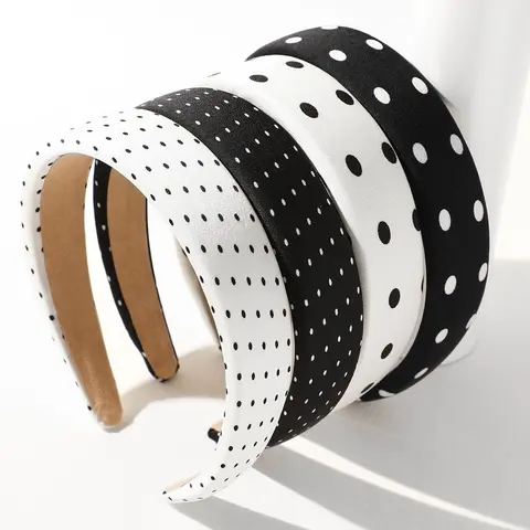 4pcs Vintage Polka Dot for Women, Casual All-Season Hair Accessories, Headband Set, Perfect for Daily Commute and Face Framing