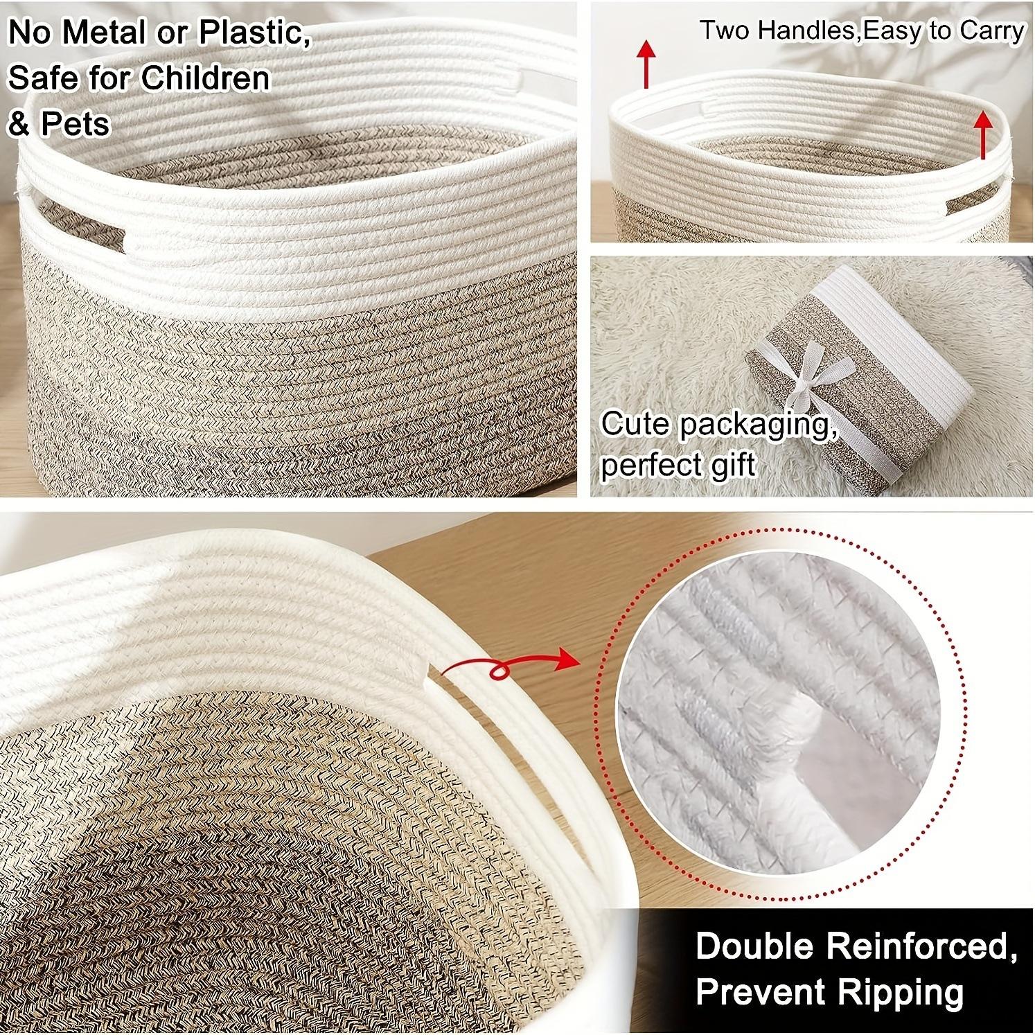 Large Capacity Woven Storage Basket, Rectangular Desktop Organizer Bin, Handled Laundry Hamper, Durable & Versatile Design, Clothes Basket Organizer