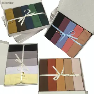 Women 5 Pack Plain Soft Long Hijab Wrap Gift Set, 175*75cm Solid Muslim Head Scarf, Lightweight Breathable Head Cover Perfect for Daily Wear Ramadan Holiday Gift For Her