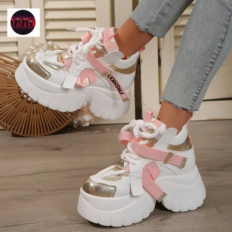 YYW1 [Trendy Chunky Sneakers] Trendy Chunky Sneakers - Stylish Platform Height Increasing Trainers - All-Match Shoes Women