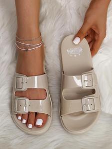women's double strap slides, classy sandal, two strap sandals, buckle sandals, comfortable sandals, flat sandals, elegant sandal, summer 2025 outdoor beach shoes slippers for women & girls, mother's day gift, trending shoes, comfy sandals, footwear