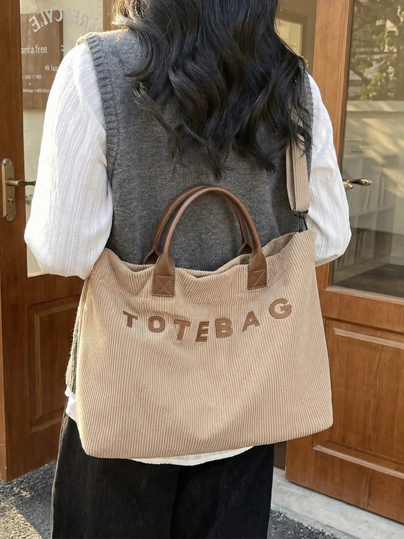 Women's Velvet Tote Bag, Shoulder Strap Design, Soft Texture, Velcro Closure, Elegant Handbag, Large Capacity, Durable, Multiple Colors Available