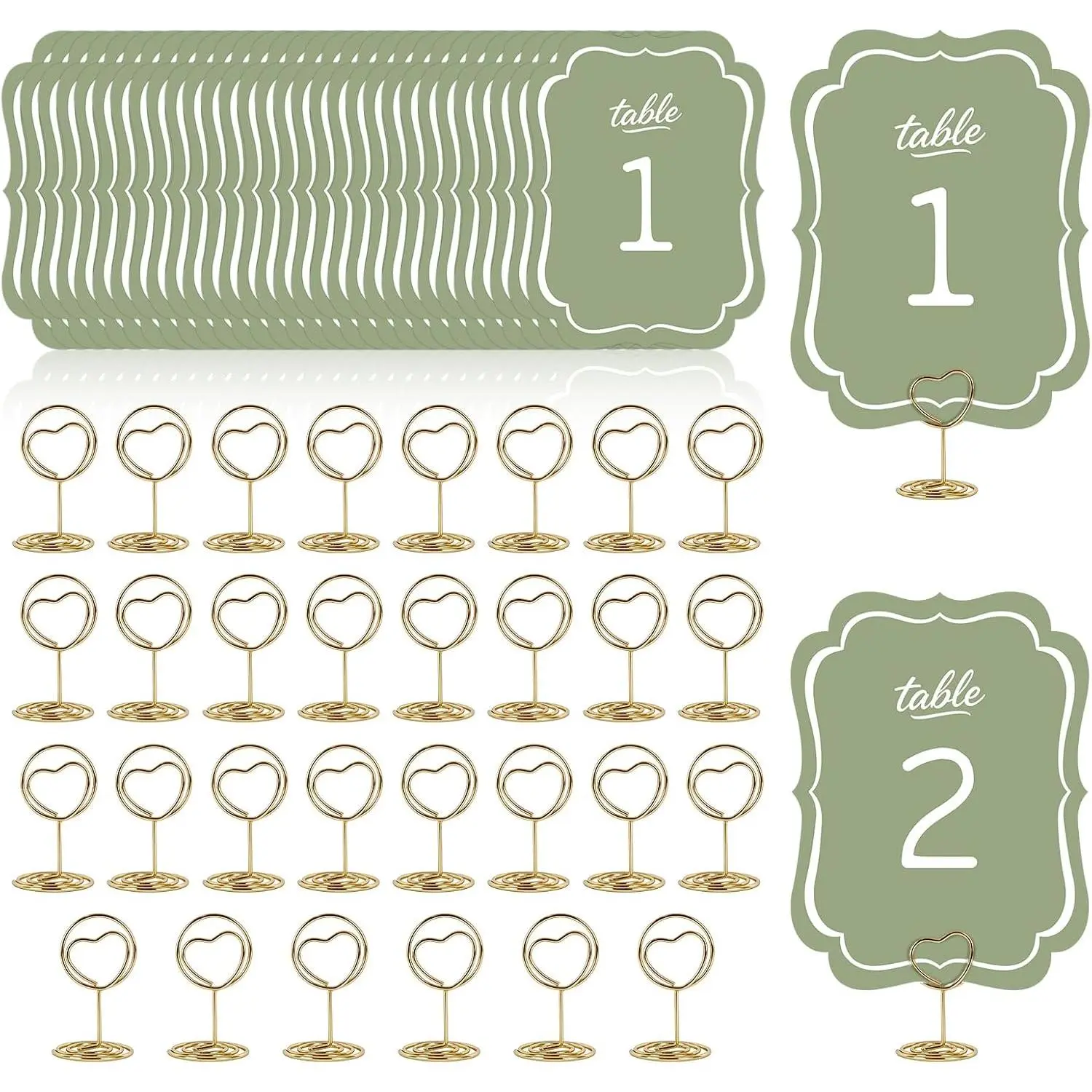 Table Numbers Cards 1-30 Sage Green Wedding Table Numbers with Holder Table Number Stands Bulk Wedding Table Signs with  Table Card for Bridal Shower Wedding Anniversary Birthday Decor