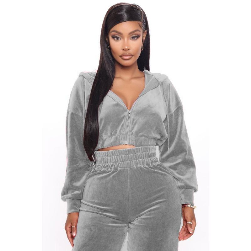 Zipper jacket straight pants suit casual sports