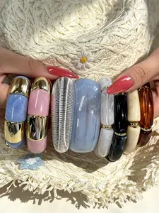 8 Pcs Women's Fashion Bracelets, Stacking Bangles, Elegant Chunky Acrylic Bangle Set, Casual All-Season Jewelry, Perfect for Parties and Daily Wear