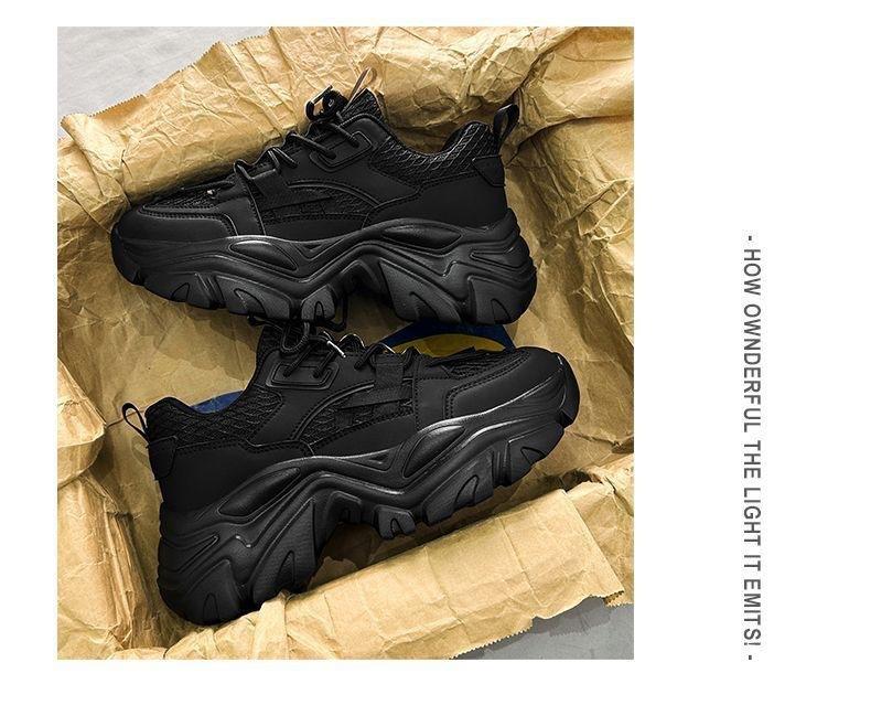 UYCEKK Men'S Lace-up Breathable Height-Increasing Casual Thick-Soled Dad Shoes|   and Fabric Upper, Rubber Sole, EVA Insole, Solid Color, Low Top, Suitable for All Seasons