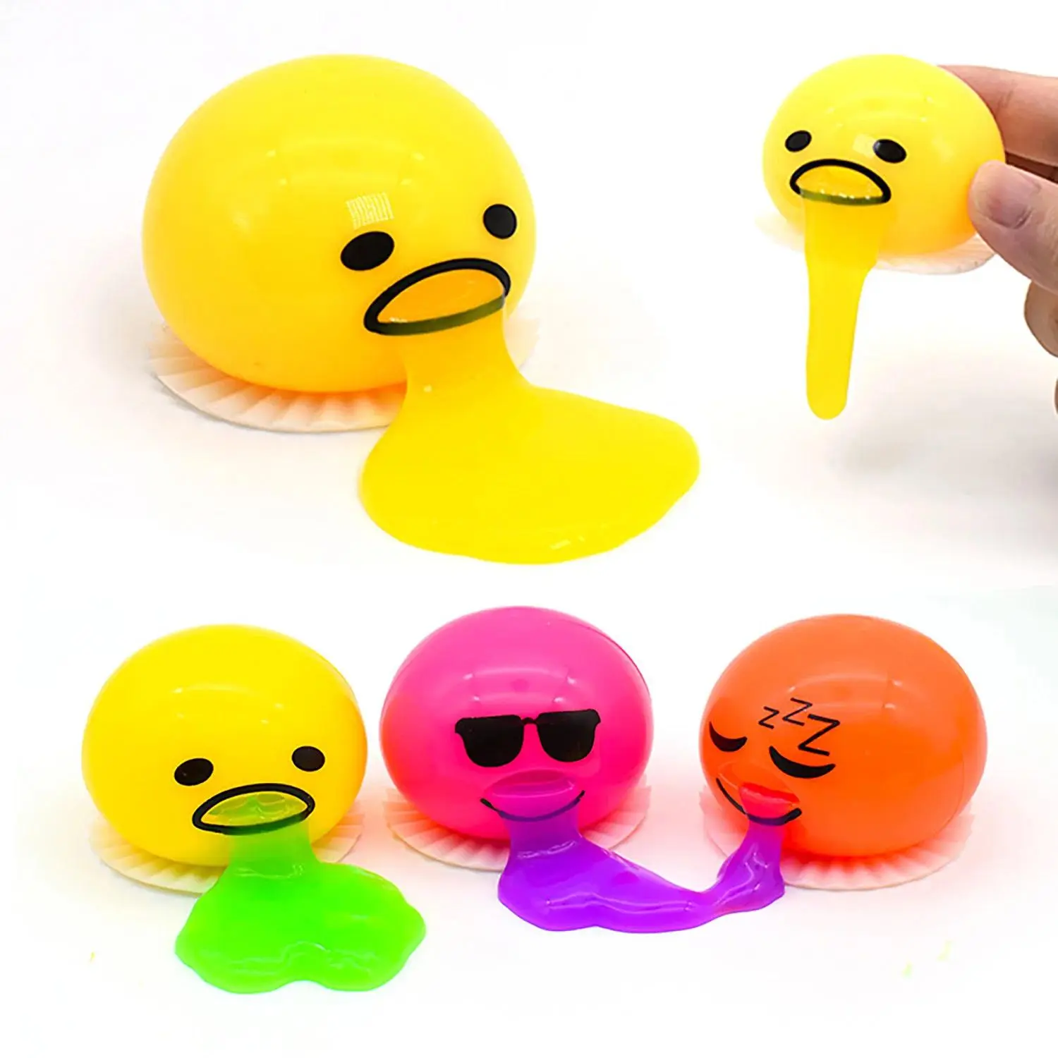 Unisex 4pcs Creative Puking Ball Stress Relieving Toy Set - Pinchable Egg Faces, Musical Fidget Set for Teasing (Classic Stress Relief Toys Pick for Hobbies)