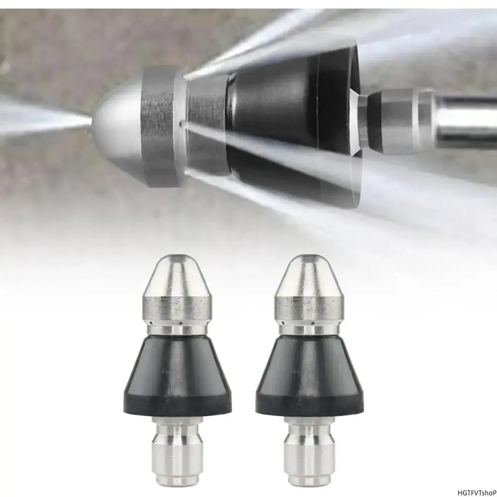 2026 New 2Pcs High Pressure Sewer Jetter Nozzle Kit - Commercial Pressure Washer Pipe Unclogger, 1x0° Front Nozzle, 1/4" Plug, Efficient Cleaning Hand Tool, SummerVibes Outdoor Maintenance Gear