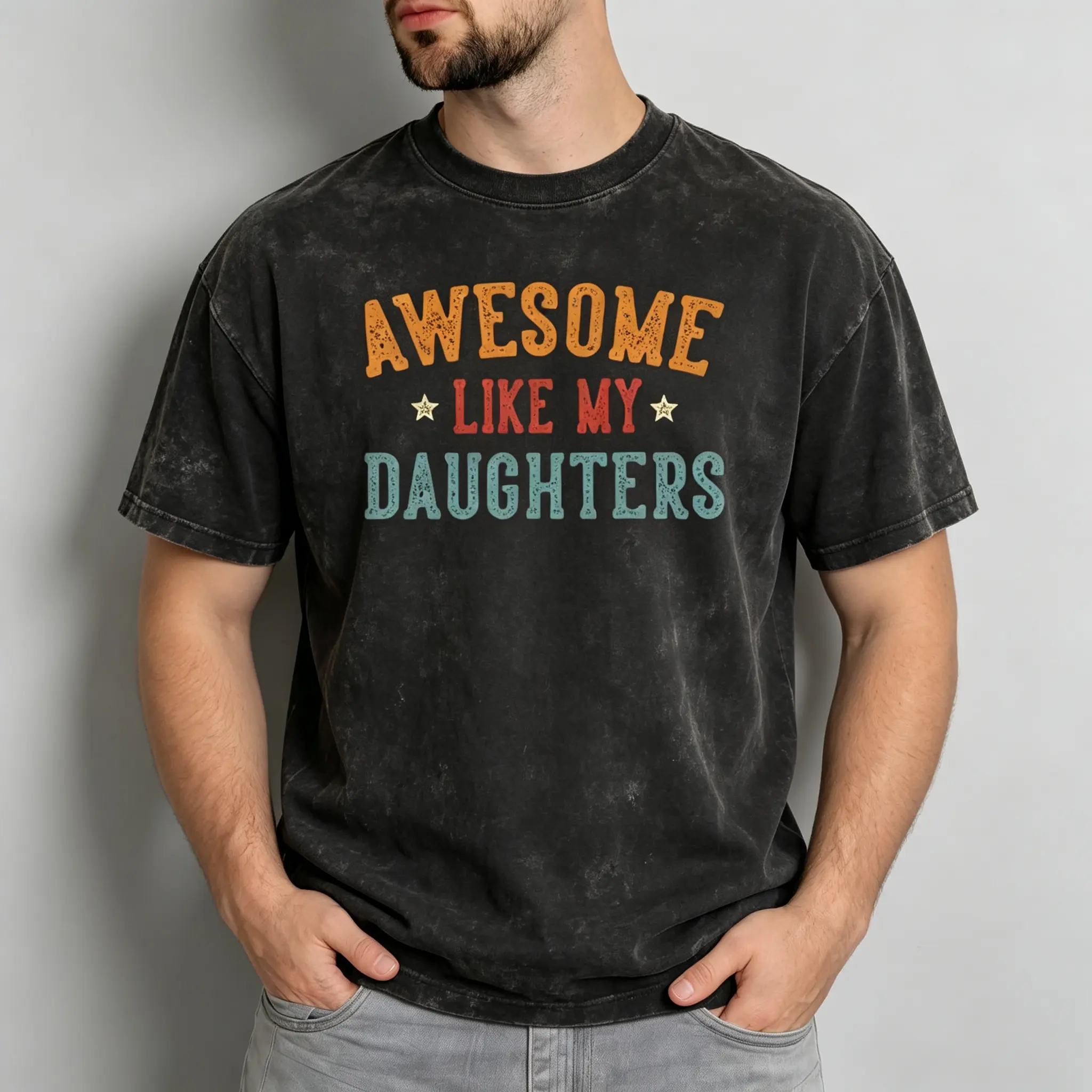 Awesome Daughter Graphic Mens Crewneck Sweatshirt Funny Dad Gift US Standard Fit Long Sleeve Casual Pullover Humor Everyday Streetwear Apparel retro print pop culture graphic tee