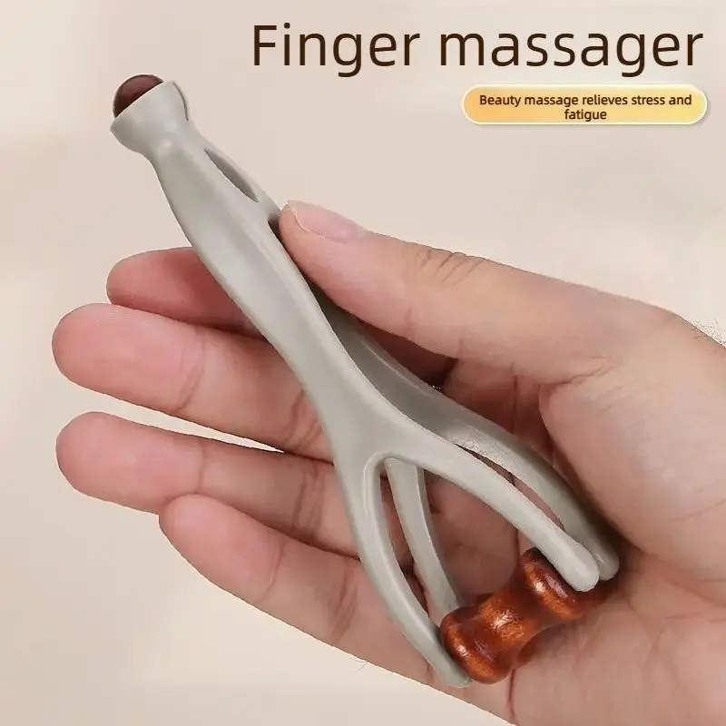 New Wooden Finger Massager with Roller, Hand Joint Acupressure Tool, Meridian Massage Device, Relaxing Pain Relief Aid