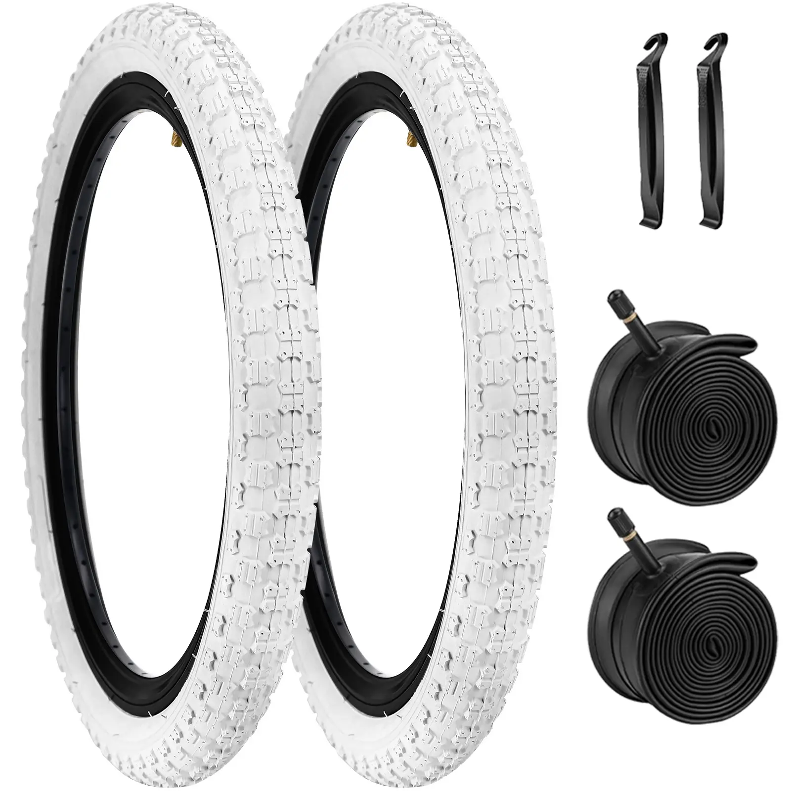2 Pack 20 Inch Color Tires 20x2.125 Folding Replacement Kids Bike Tire with 2pcs 20'' x 1.75-2.125'' Bike Tire Inner Tubes Schrader Valve 32mm for 20x1.75/1.95/2.0/2.1/2.125 BMX Trail Commuter City Pavement Kids Bicycle Tires Bike Accessories