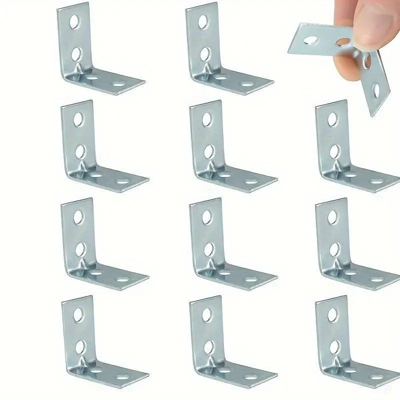 12pcs L-shaped corner brackets, metal corner brackets, drawer rack wall brackets fixed, right angle corner brackets, furniture hardware
