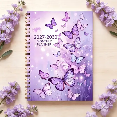 A5 2027-2030 48-Month Planner, Life Planner Journal, Butterfly Design Softcover Calendar Notebook with Monthly, Weekly, and Daily Planning Pages for Goals, Work Meetings, School Schedules, Appointments, and To-Do Lists
