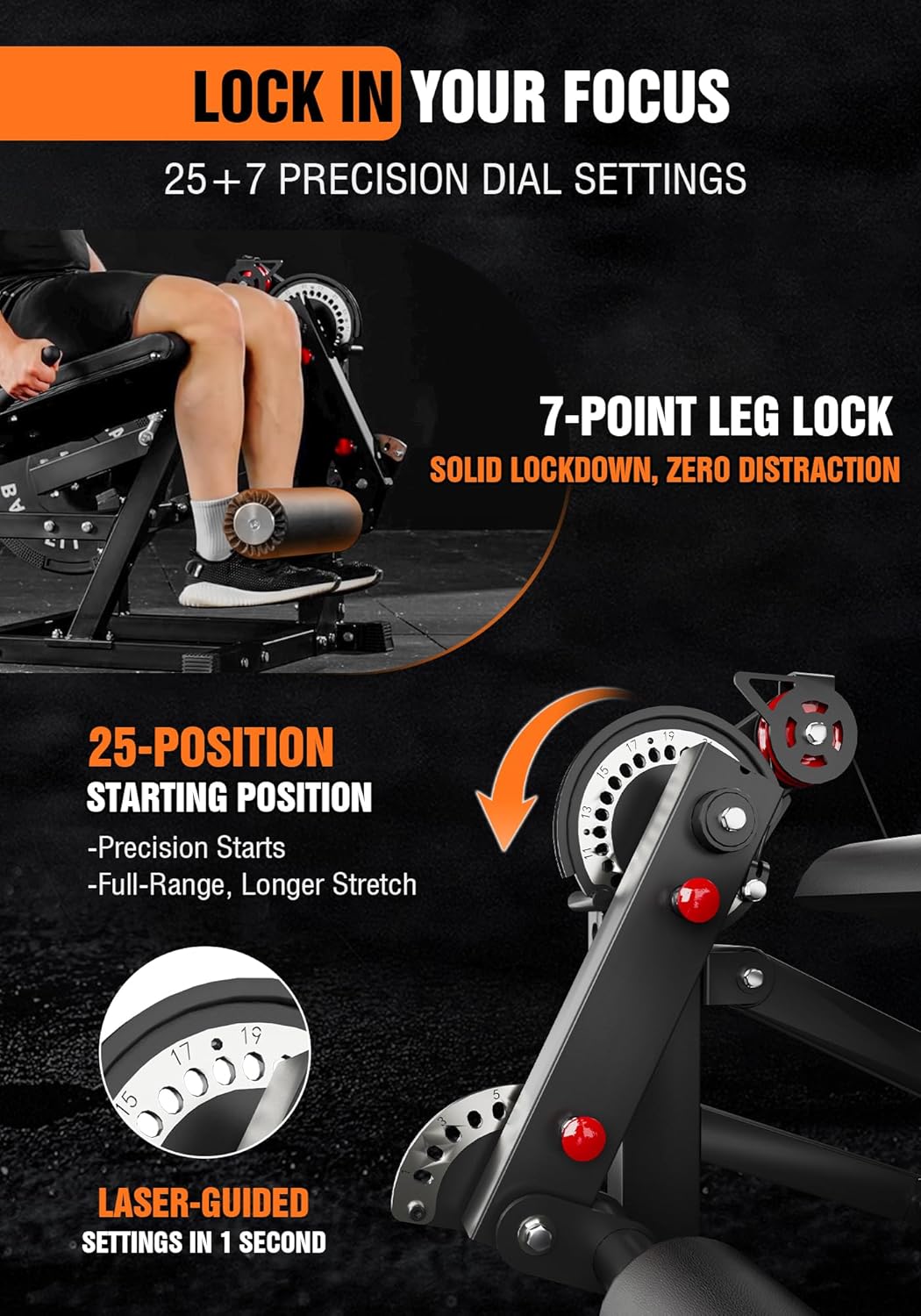 Leg Extension and Curl Machine, Adjustable Leg Curl Machine, Seated Leg Extension and Lying Curl Machine for Home Gym, Leg Workout Equipment with Cable System