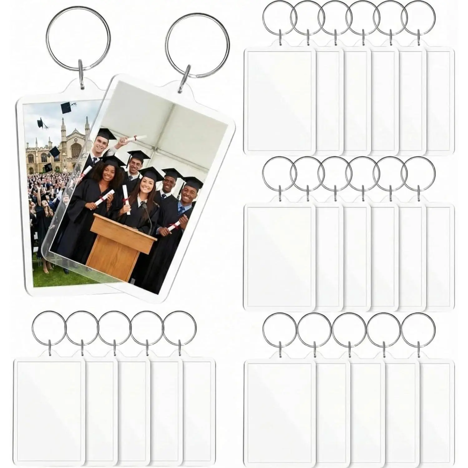 Picture Frame Keychain Acrylic Clear Rectangle Photo Keychain Blanks