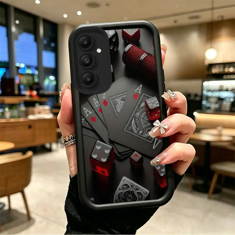 Phone case for Samsung GALAXY S24 S24FE S24PLUS S25 S25PLUS S26 S26PLUS Red Dice & Dark Card Poker Artwork Celestial Eye Layered Phone Case Drop-Resistant Protection Enhanced Peotection Gift TPU boboiptyjtNQK5
