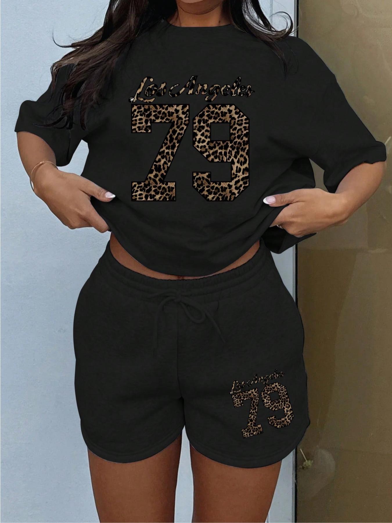 Women's Letter Print Tee & Drawstring Waist Shorts Set, Cozy T-shirt & Shorts for Daily Outdoor Wear, Ladies Summer Clothes, Suits