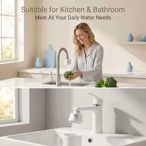 Universal Kitchen Bathroom Faucet Filter Head, PP+acf+VC Water Filtration, Chlorine Removal, Splash Prevention, Bubble Control
