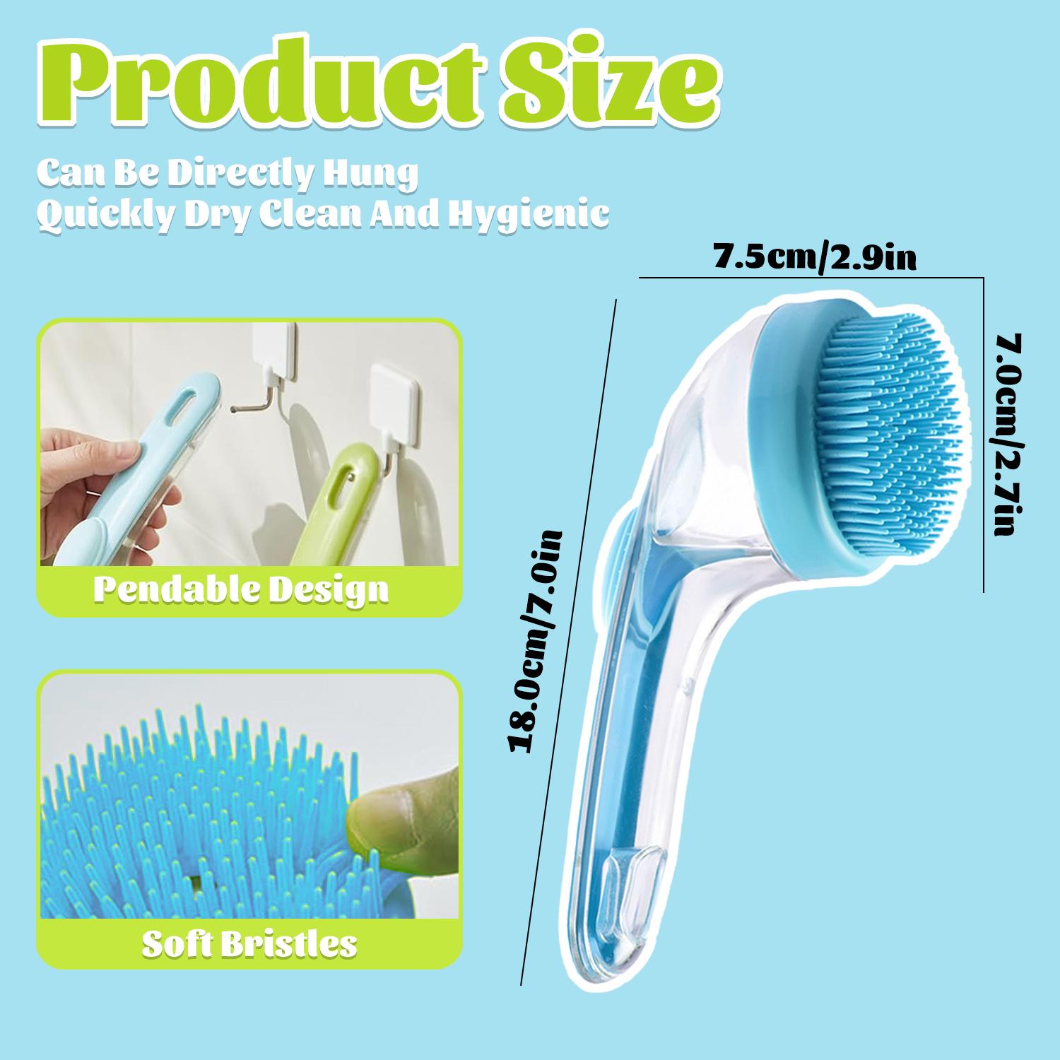 Pet Bath Brush 2 in 1 Dog Bath Brush with Built-in Shampoo Dispenser Multi-functional Dog Bath Brush for Long & Short Haired Dogs Cats Shower