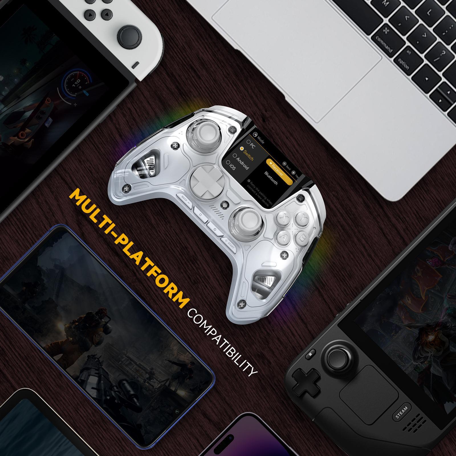 FIEHDUW NO DRIFT ManbaOne Interactive Screen Gaming Controller for Console, PC/Switch/iOS/Android/Steam Deck, Hall Effect Stick & Trigger(Not Compatible with Xbox, PS5)