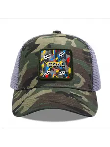 Football Goal Art Camouflage Mesh Baseball Cap for Men & Women - Adjustable Snapback Trucker Hat, Breathable Back for Hiking, Fishing, Camping, Golf & Casual Outdoor Attire Camouflage Random