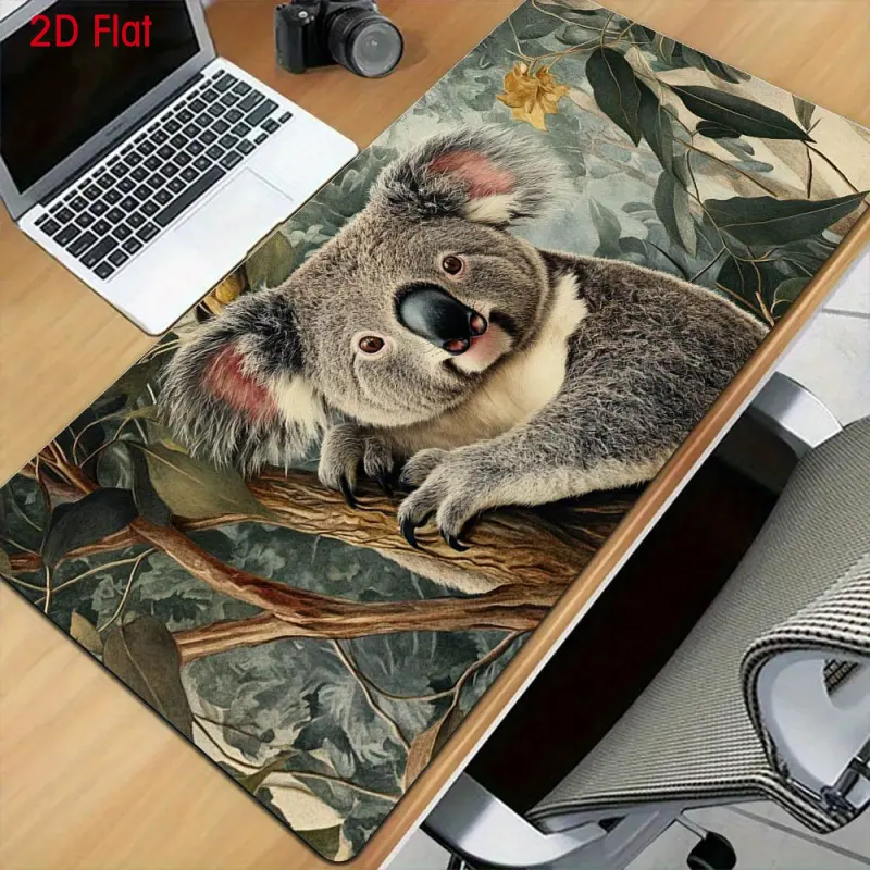 1-piece Australian Koala Desk Mat/Mouse Pad - Non-slip base and surface, suitable for office, home, gaming, smooth texture with cute koala pattern, vintage wildlife computer accessory, suitable for desktops, laptops, tablets - Housewarming gift, 2D flat d