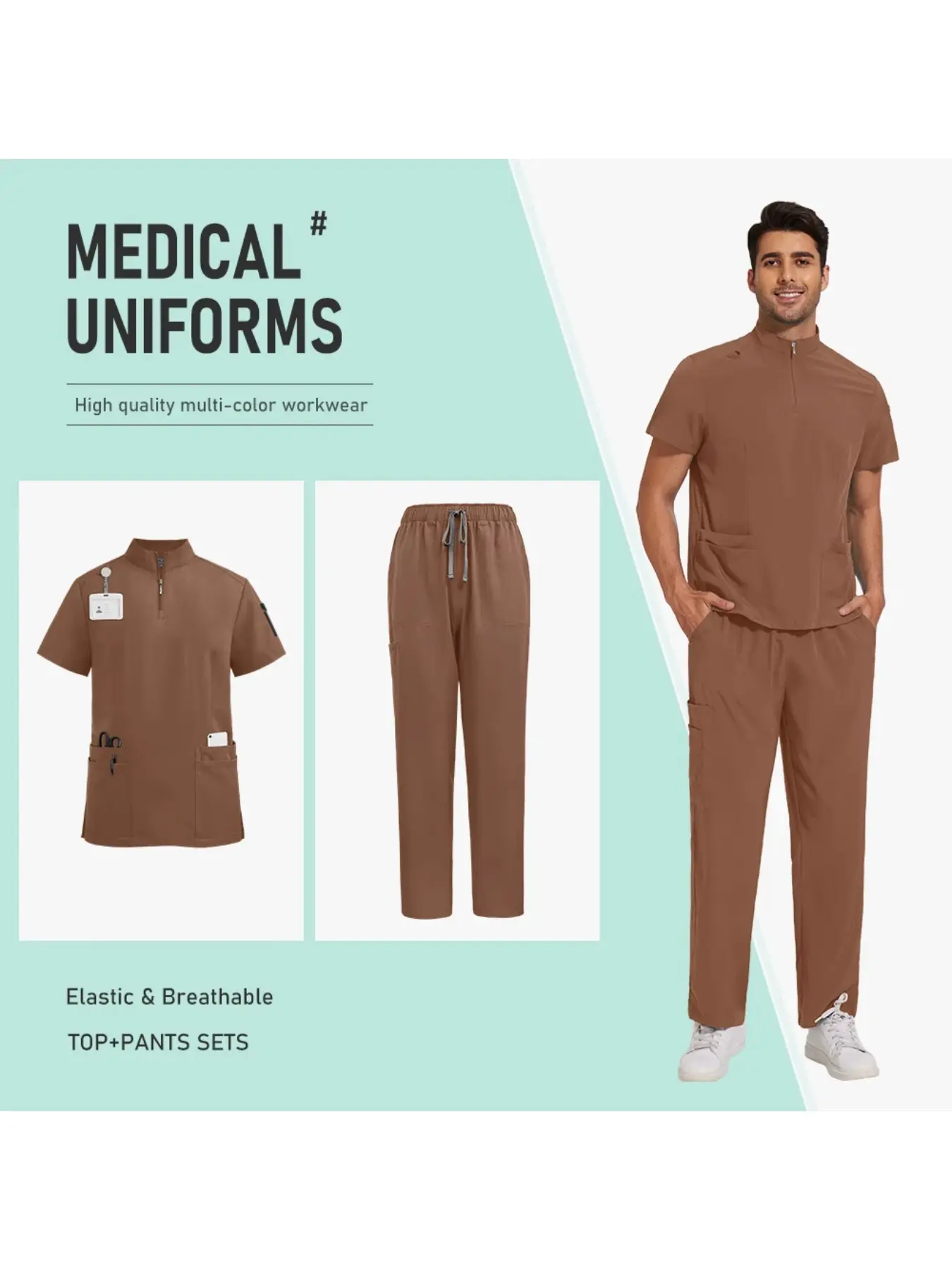 High-quality Moisture Wicking Workwear Quick-Dry Hospital Breathable Doctor Nurse Uniforms Stretch Surgical Medical Scrubs Uniform Set Men Unisex Uniform
