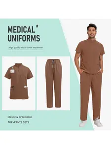 High-quality Work Wear Quick-Dry Hospital Breathable Doctor Nurse Uniforms Stretch Surgical Medical Scrub Set Men Unisex Uniform