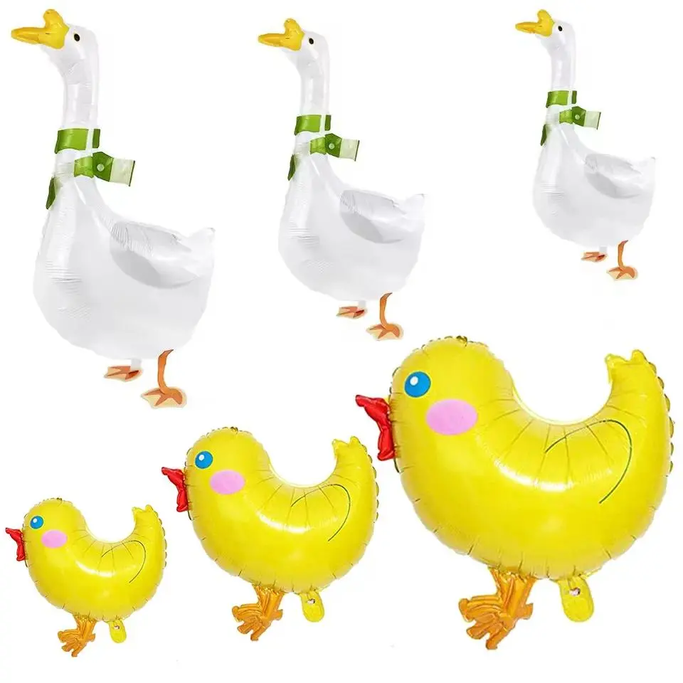 Farm Chick Foil Balloon White Goose Duck Pig Sheep Chicken Walking Animal Balloons Baby Shower Farm Theme Birthday Party Supplie