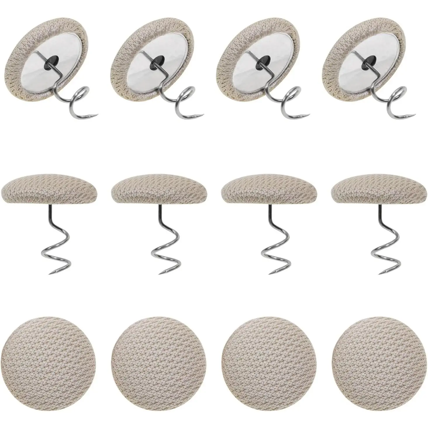 Small Upholstery Pins Linen Fabric Covered Button Twist Pins Classy Bed Skirt Pins for Slipcovers Headliners Fixed, Pack of 12 (Beige)
