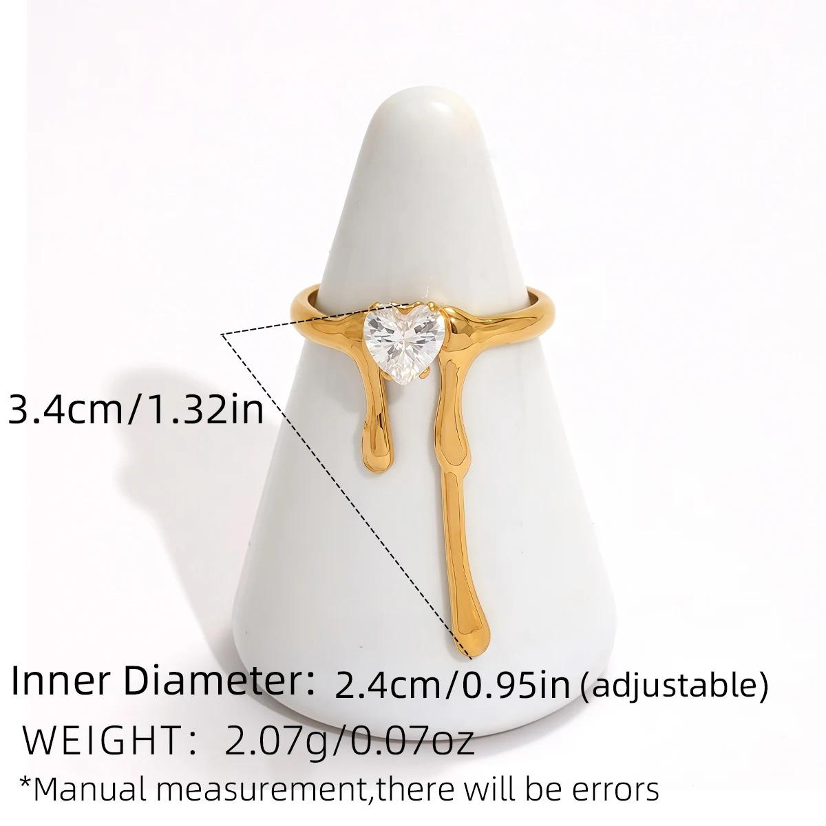 Statement Stainless Steel Delicate Shiny Cubic Zirconia Ring For Women High Quality 18K Gold PVD Plated Finger Jewelry Gift Gold-Plated Striped Couple Stacking Minimalist