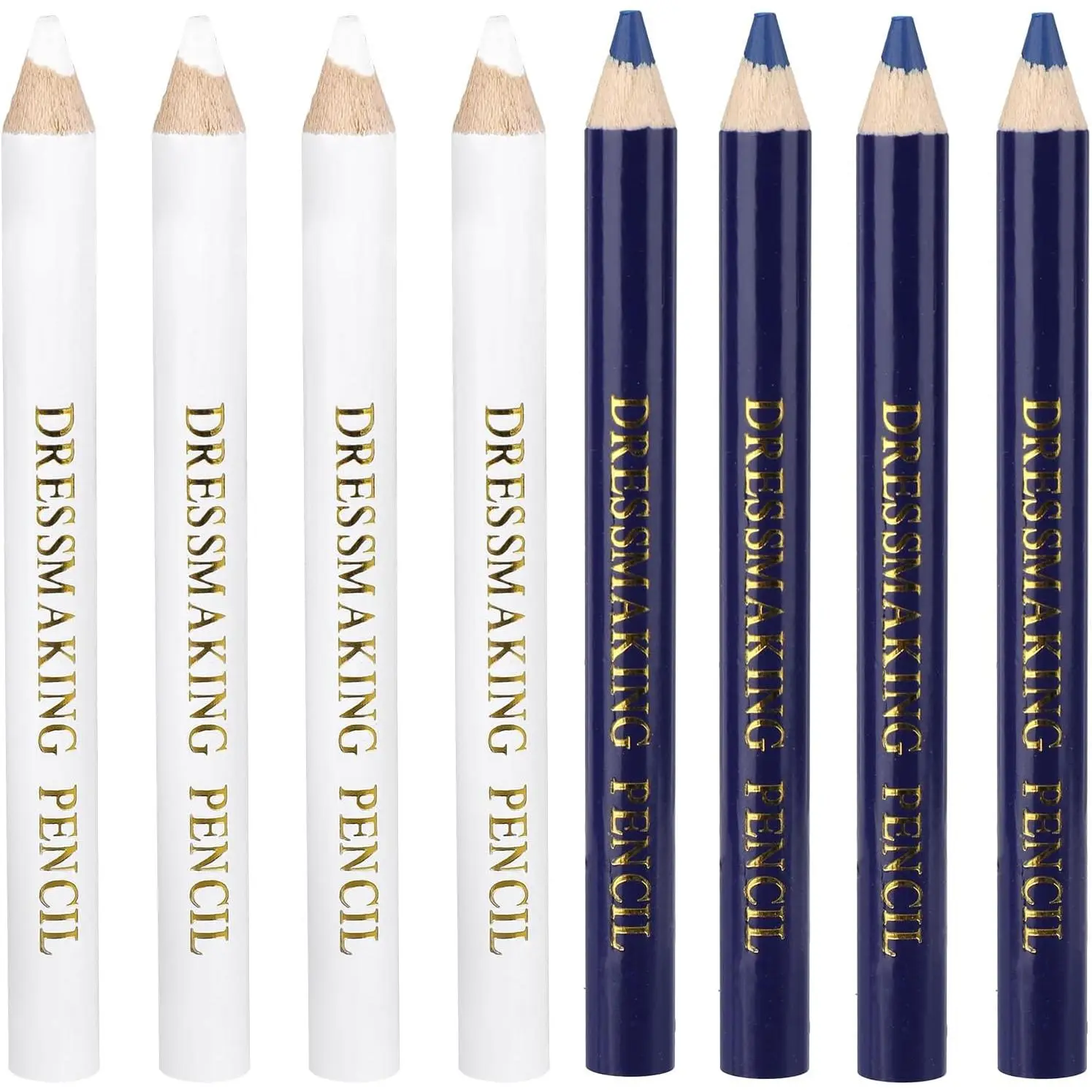 8 count Fabric Markers for Sewing, Water Soluble Sewing Fabric Pencils with Tip Caps Tailors Chalk Tracing Tools for Quilting Tailoring Embroidery Dressmakers DIY Crafts (Blue, White)