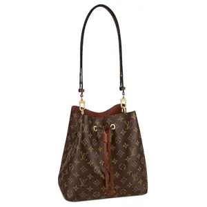 Louis Vuitton NeoNoé MM Bucket Bag for Women – Classic Monogram Coated Canvas with Leather Trim, Brown and Caramel