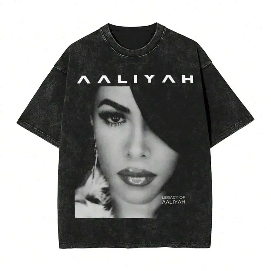 Local -69 Aaliyahs 2000S Washed T Shirt Streetwear Hip Hop Novelty T-Shirt Tee Shirt For Men Women Cotton Street Graphic