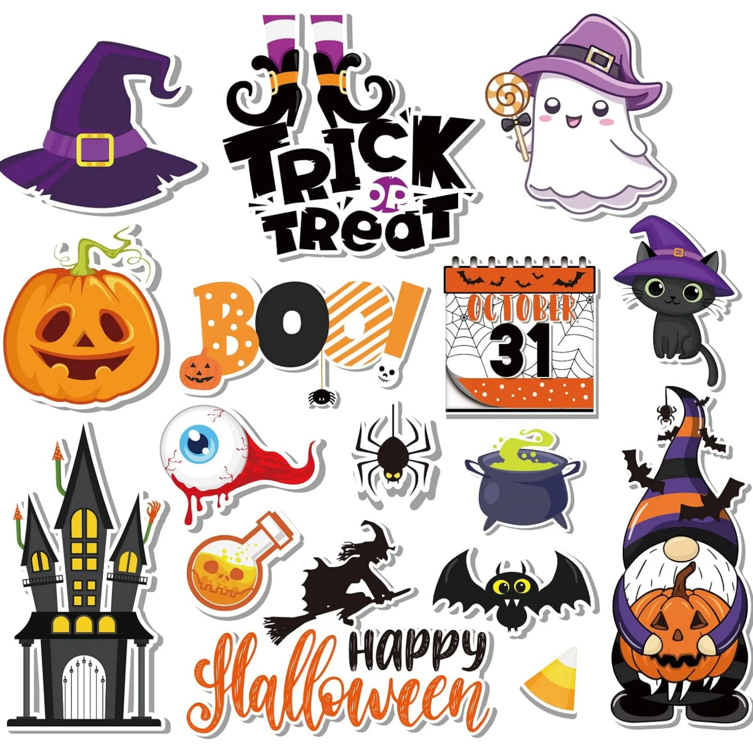 16Pcs Halloween Refrigerator Magnets Cute Trick or Treat Decorative Fridge Magnetic Stickers Happy Halloween Garage Magnet for Fridge Car Metal Door Mailbox Locker Office Cabinets Decor