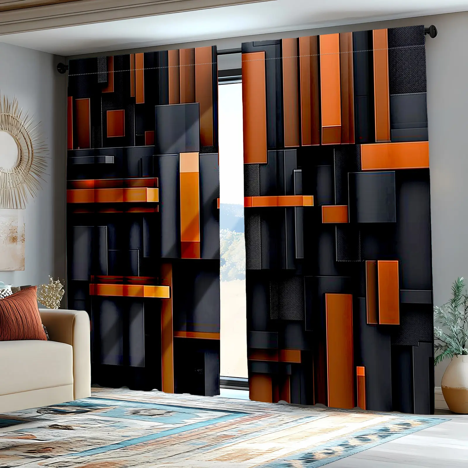 2-piece set of abstract wallpaper room curtains, suitable bedroom, living room, dining room 21.65X59/ 29.53X65.35/ 41.34X82.68/ 44.5X 90.55inch elegant Folding Blackout Door Curtain with Tiebacks custom for less cozy atmosphere luxurious design portable l