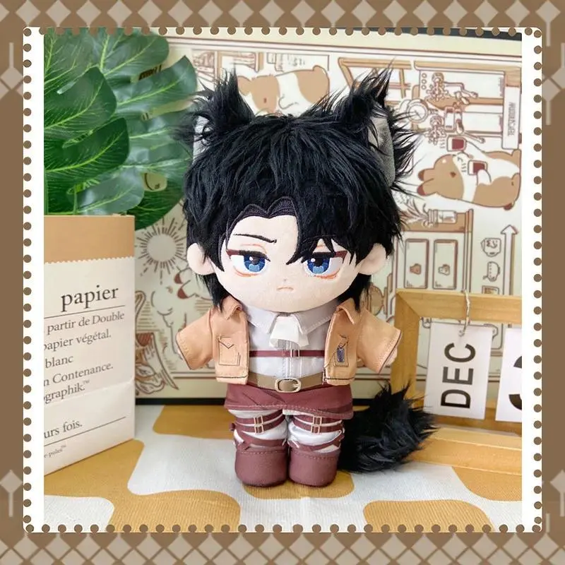 2026 new 20cm Anime Rivaille Ackerman Plush Doll Stuffed Toy Plushies w/Clothes Cartoon Role Figure Toys Puppet Collection Birthday Gifts