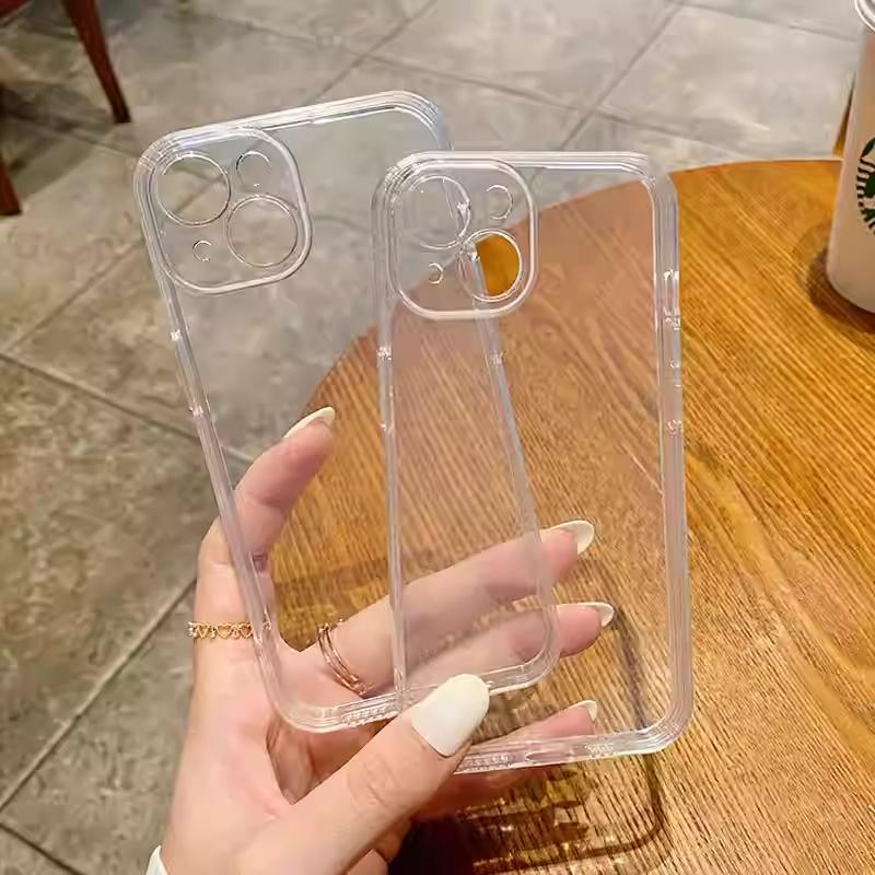 Ins Minimalist Transparent TPU Soft Silicone iPhone Case for All Models 13 14 15 16 17 Anti Drop Protection