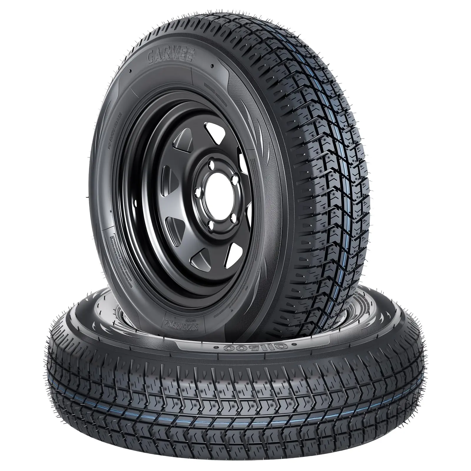 2-Pack ST205/75D14 Trailer Tires with 14" Rims, 5 Lug on 4.5" Bolt Pattern 114.3 mm PCD, 6PR Load Range C, Heavy Duty 205 75D 14 Trailer Tires Rims for Utility, Boat, Camper, Cargo Trailers | 205 75D 14 Trailer Tire 5 Lug on 4.5" Bolt 114.3 mm PCD, 6PR Lo