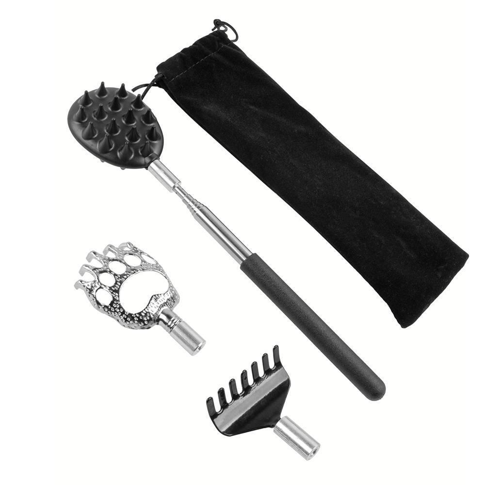 Telescoping Back Scratcher with Detachable Scratching Heads, Dual Sides Scratcher, Bear Claw Rake Scratcher, Multitool for Men & Women
