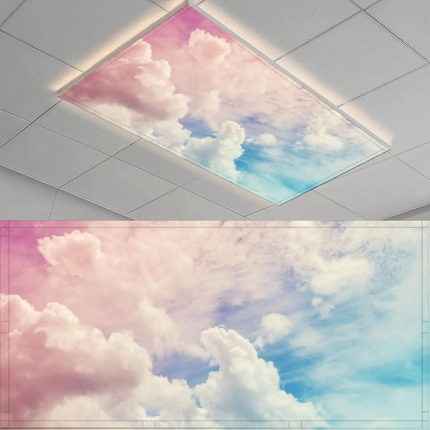 2 count Fluorescent Light Cover for Classroom -  Cloud  Fluorescent Light Covers, Ceiling Light Covers Shade Panel Coverings for Office Classroom  Drop Ceiling, 4 X 2