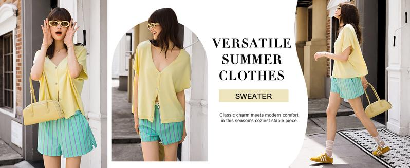 Saodimallsu Womens Fall Oversized Cardigans Batwing Short Sleeve Lightweight Button V Neck Casual Knit Sweater Tops